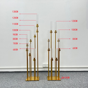 Tempat lilin bulat akrilik Modern lantai tinggi perak 8 bagian tengah meja Candelabra - Product Image 3