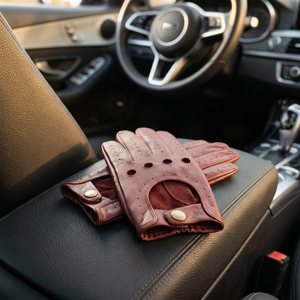 Guantes de Conducción de Cuero Genuino para Hombre y Mujer - Guantes de Motocicleta Azules de Piel de Oveja Perforada y Transpirable - Logotipo Personalizado al por Mayor - Product Image 3