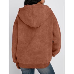 <b>Zip</b> <b>Up</b> Hoodie For <b>Women</b> Oversized Cotton Knitted Sweatshirt With Zippers Breathable Winter <b>Jacket</b> Fashion Pullover - Product Image 4