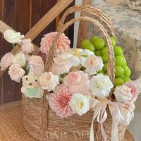 Vente en gros d'emballages floraux Paniers de fruits et fleurs pour l'emballage de cadeaux Paniers suspendus en rotin tissé