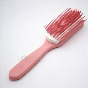 Pink color hair massage scalp brush comb with handle for long straight hair