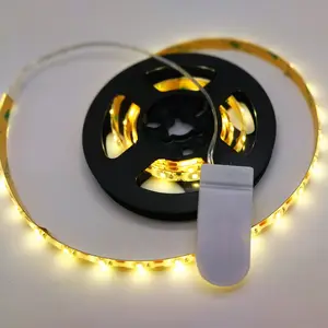 Merah/hijau/biru/putih/merah muda 0.5M/1M 5V 5mm SMD 3528 60leds/m Strip LED fleksibel dengan tombol kotak baterai