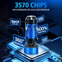 JHS OEM Bombillo Dual Fish Eye Laser Hi/Lo Beam Headlamp Lens H4 Mini Bi-LED Projector Headlight Bulb for Car Scooter Motorcycle