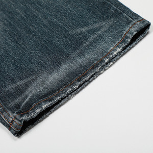 पंक मध्यम धुली हुई सफेद मध्य कमर कपास डेनिम पैंट हाई स्ट्रीट ट्रेंडी ढीले सीधे पैर के हाथ से पहने हुए पुराने पुरुष - Product Image 4