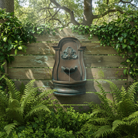 Fuente de Agua de Pared de Resina Mediterránea Rústica de Lujo Auténtica con Acabado Natural, Duradera, Fácil de Mover y Limpiar para Patios y Terrazas