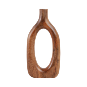 Vaso ovale aperto in legno di mango lucidato per l'arredamento di soggiorno, casa e ufficio - Product Image 5