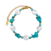 Bracelet à breloques empilable en résine acrylique et lucite, style vacances, avec paillettes turquoise, formes irrégulières, décontracté/sportif