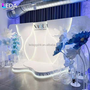 LEDA Outdoor Birthday Party Wedding <b>White</b> <b>Acrylic</b> Background Wall Wave-shaped LED Light Background - Product Image 2