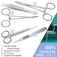 Kit de formation aux sutures avec modèle anatomique médical et outils d'anatomie biologique en silicone, 17 pièces