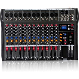 Professional 12 Channel Mixer With Dsp Effects <b>Bluetooth</b> Usb Audio Sound <b>Card</b> - Product Image 1