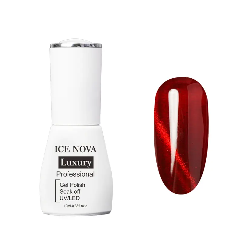 ICE NOVA ที่กําหนดเองมังสวิรัติเจลเล็บ UV สีแดงทับทิม Cat Eye Gel 10ml 15ml 30ml ขวดฉลากส่วนตัว 3000 สี