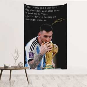 Sports Football Coupe de Football <span class=keywords><strong>Tapisserie</strong></span> Leo Messi Champion Affiches Murales Personnalisé Équipe Sportive Logo Tenture Décoration pour Chambre - Product Image 3