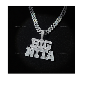 จี้เงินแท้ 925 ชุบทองคำประดับเพชรโมอิสซาไนต์รูปตัวอักษร BIG NITTA สร้อยคอแฟชั่น ของขวัญ เครื่องประดับสวยงาม - Product Image 1
