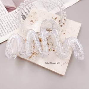 Pinces à cheveux grandes en acrylique pour femmes, motif dentelle élégant avec découpes, en plastique transparent, style sexy, accessoire de coiffure - Product Image 4