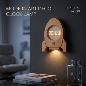 <span class=keywords><strong>Reloj</strong></span> <span class=keywords><strong>de</strong></span> Pared Digital Moderno con Sensor <span class=keywords><strong>de</strong></span> Movimiento Inteligente, Luz Nocturna Recargable <span class=keywords><strong>de</strong></span> Madera para Decoración <span class=keywords><strong>de</strong></span> Dormitorio y Oficina en Casa - Product Image 1