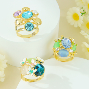 Anillos Retro de Piedra Natural de Cristal, Aleación de Zinc de 14k, Moda Europea y Americana, Anillo Bohemio de Dubái, Joyería Premium para Mujer - Product Image 3