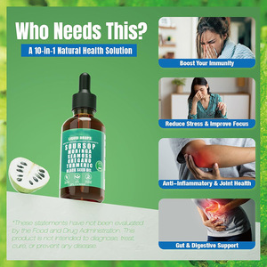 Gotas Líquidas Superblend 10 en 1, Guanábana y Musgo Marino, Moringa, Cúrcuma para la Inmunidad y Bienestar de Todo el Cuerpo, para Adultos, Botella de 60 ml - Product Image 3