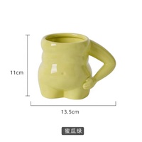 Mug en céramique personnalisé avec logo amusant, ventre gros et drôle, tasse à café, thé ou lait mignonne faite à la main avec poignée en forme de main