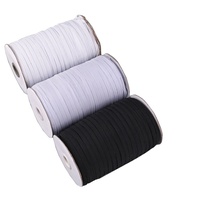 Bande élastique tricotée en stock de 8 mm, 15 mm, 25 mm, 30 mm, noire, blanche, colorée pour vêtements, ceintures, sangles de chaussures, sangle de 15 mm