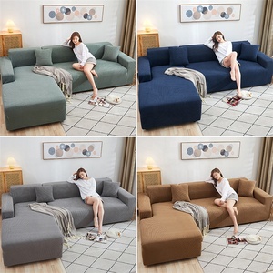 Copridivano in <span class=keywords><strong>Velluto</strong></span> Lavorato a Maglia in Pile di Mais Antipolvere Tutto Incluso per Soggiorno Grigio Chiaro in Offerta - Product Image 2