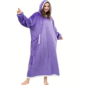150cm long hooded pullover for couples classic robe of winter night flannel long pyjamas
