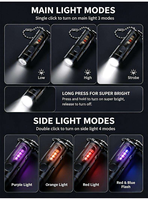 Senter LED USB Mini Portabel Tahan Air, Dapat Diisi Ulang dan Kecerahan Dapat Disesuaikan, dengan Lima Warna Lampu
