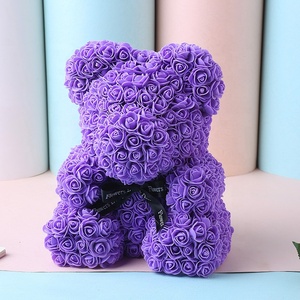 Valentine's day Gift Handcrafted 40 cm LED Light Teddy Bear Rose flower Teddy Bear Romantic