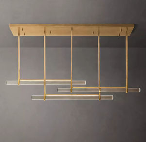 Lustre linéaire triple barre en laiton et albâtre de 60 pouces, style luxe américain moderne, pour la décoration de la maison, salon et chambre à coucher - Product Image 3