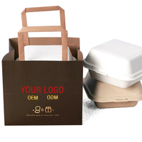 Sacs à Emporter Personnalisés en Papier Kraft avec Poignées pour Bentos, Boissons, Boîtes à Gâteaux, Sandwiches, Articles de Boulangerie – Emballage de Livraison Alimentaire