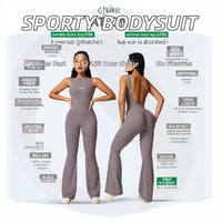 Body sin Costuras para Mujer, Pantalones Acampanados de Cintura Alta, Sin Tirantes, Color Sólido, Secado Rápido, Spandex/Nylon, Mono para Gimnasio y Yoga
