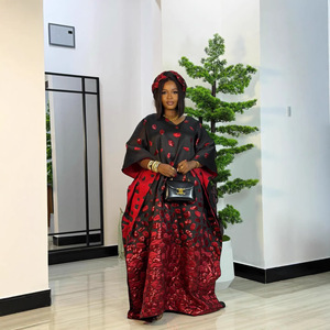 Vestido caftán africano tradicional para fiesta Elegante vestido Boubou africano con diadema - Product Image 3