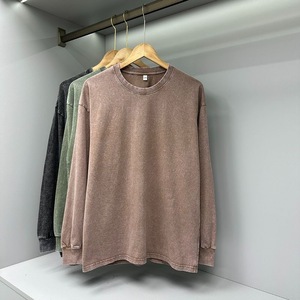T-shirt personalizzata a maniche lunghe con logo Design, t-shirt da uomo oversize con stampa a sbuffo, t-shirt a maniche lunghe in puro cotone 230g - Product Image 6