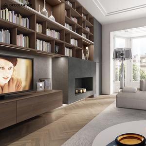 Di lusso Soggiorno Libreria Mensole con Galleggiante Unità TV <span class=keywords><strong>in</strong></span> <span class=keywords><strong>Legno</strong></span> e Grigio Scuro - Product Image 2