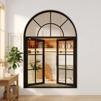 Ventana Arqueada de Acero con Doble Acristalamiento y Persianas, Resistente a Huracanes, Marca DEMEA, para Cocina con Aislamiento Térmico Personalizado
