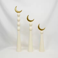 Décorations en bois créatives en forme de lune ivoire islamiques noires, 3 pièces/ensemble, ornements en bois, décorations de table Eid Mubarak