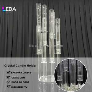 Candelabro Cuadrado de Cristal Transparente de Alta Calidad LEDA, Centro de Mesa para Bodas, Decoración del Hogar, Eventos y Fiestas - Product Image 2