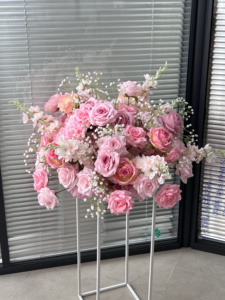 Bouquet <span class=keywords><strong>de</strong></span> mariage artificiel <span class=keywords><strong>de</strong></span> haute qualité, 60 cm, <span class=keywords><strong>blanc</strong></span> <span class=keywords><strong>et</strong></span> <span class=keywords><strong>rose</strong></span>, style moderne, boule <span class=keywords><strong>de</strong></span> fleurs en soie, <span class=keywords><strong>centre</strong></span> <span class=keywords><strong>de</strong></span> <span class=keywords><strong>table</strong></span> pour décorations - Product Image 2