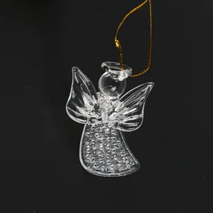 Hot Product Christmas Clear Colored Diamond Glass Angel Shape Decoration