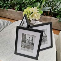 8x10 inci bingkai foto kayu hitam tikar 5x7 inci 3 buah Set ramah lingkungan plastik kaca MDF bahan atas meja horisontal vertikal