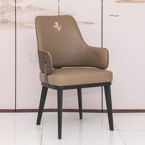 Sedia da Pranzo Moderna di Lusso <span class=keywords><strong>in</strong></span> Stile Francese con Rivestimento <span class=keywords><strong>in</strong></span> <span class=keywords><strong>Pelle</strong></span>, Struttura <span class=keywords><strong>in</strong></span> Metallo <span class=keywords><strong>Marrone</strong></span> Stabile, Design Ecologico e Durevole per Hotel - Product Image 3