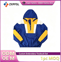 Blouson Anorak Coupe-Vent à Capuche Demi-Zip en Nylon avec Blocs de Couleurs et Logo Personnalisé pour Hommes – Vêtement d'Extérieur Décontracté – Vente en Gros