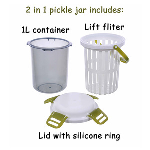 Özel hava sıkı bir turşu soğan plastik kavanoz kutusu ile turşu süzgeç Flip çin tasarım zeytin Jalapeno kaleci - Product Image 2