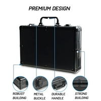 Boîte de rangement pour montres à 15 emplacements, boîte de rangement pour montres en aluminium, noire rigide à 15 emplacements