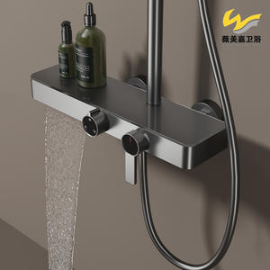 Robinet de douche mural réglable Vimijia, exclusivité transfrontalière, tout en cuivre, avec jet supérieur, trois niveaux chaud/froid, gris ABS - Product Image 2