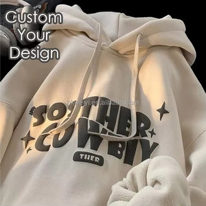 Manufacturers <b>Thick</b> Heavyweight <b>Fleece</b> Hoodie Custom Cotton Polyester Unisex Winter Foam Logo Graphic Hoodies for Men - Product Image 1