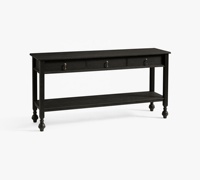 Console de salon de luxe MYHOME avec tiroirs, table console en bois de chêne massif pour entrée et salon