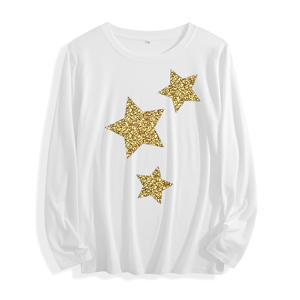 Tela suave "Golden Sequin Stars Graphic" <span class=keywords><strong>Camiseta</strong></span> de manga larga Multi colores - Product Image 1