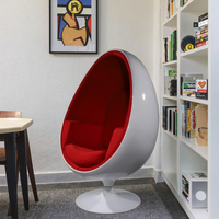 Chaise pivotante classique en fibre de verre ovale Ball Chair Velvet Egg Pod Chair White Ball Hanging Aviator One Armchair