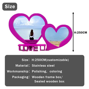 Sculture di Sedie a Forma di Cuore in Metallo per Esterni Personalizzabili, <span class=keywords><strong>Architettura</strong></span> Paesaggistica e Statue Popolari per Foto e Check-in - Product Image 3