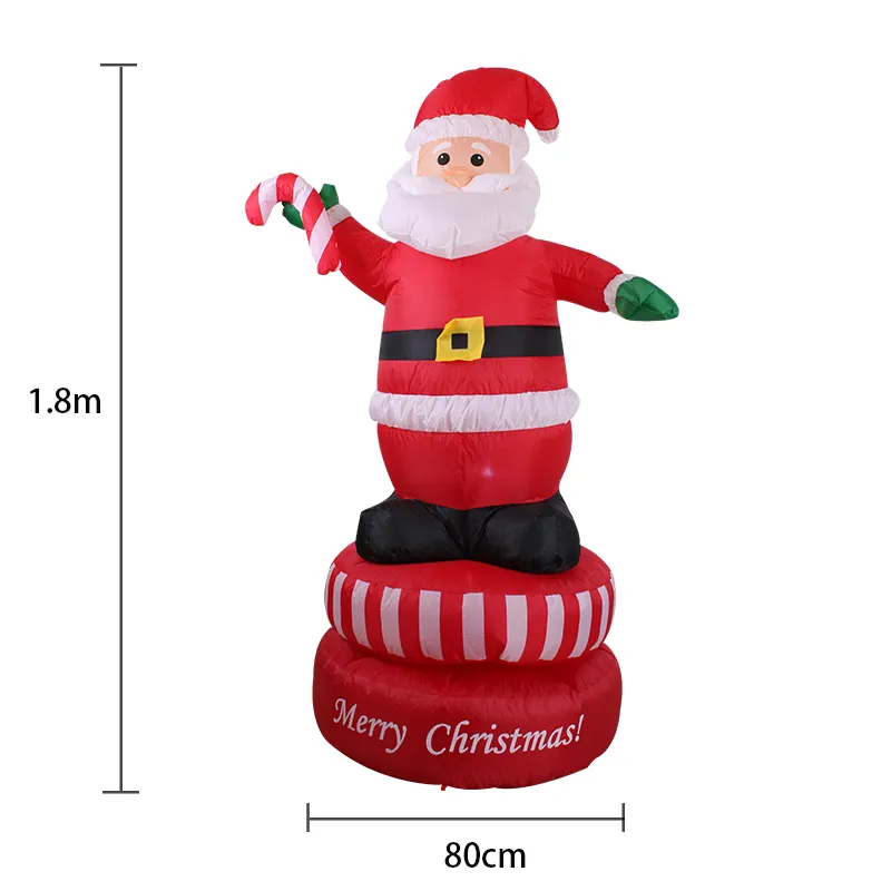 Надувные автоматические рождественские украшения Санта-Клауса со светодиодной подсветкой, 1,8 м